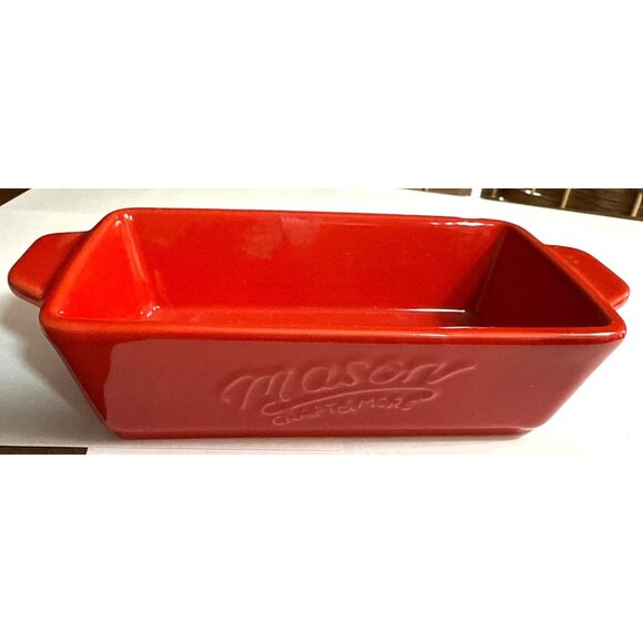 Vintage Mason Craft & More Red Ceramic Loaf Pan With Handles - Picture 1 of 4